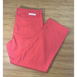 Calvin Klein Jeans Womens Size 14 Skinny Crop Red Orange Stretch Denim Mid Rise